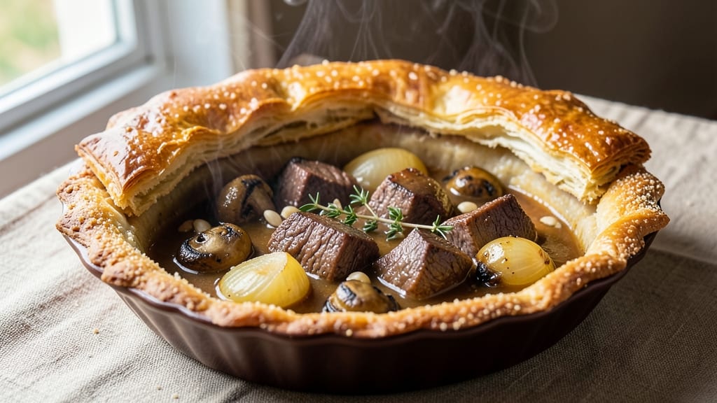 Beef and Mushroom Pie Recipe UK: Savory Puff Pastry Hugs Umami Filling