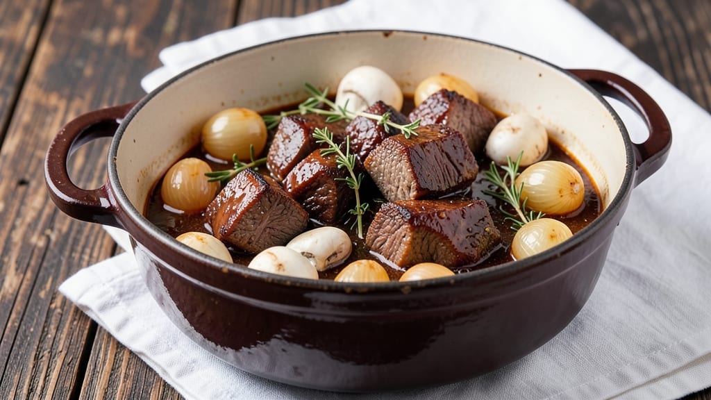 Barefoot in Paris Beef Bourguignon Recipe: Deep Wine-Braised Richness With Pearl Onions