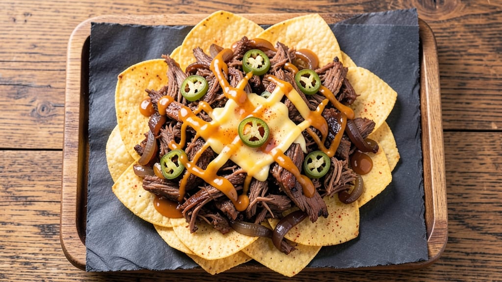 BBQ Beef Nachos Recipe: Crispy Tortilla Stacks Loaded With Smoky Cheese Rivers