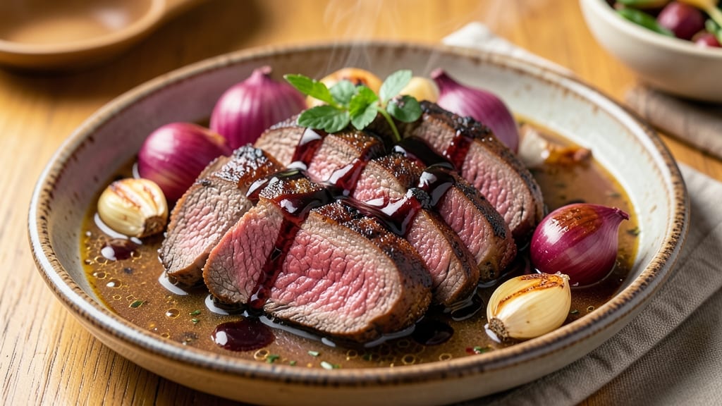 Beef and Balsamic Vinegar Recipe: Deep-Red Wine Braise With Caramelized Onions