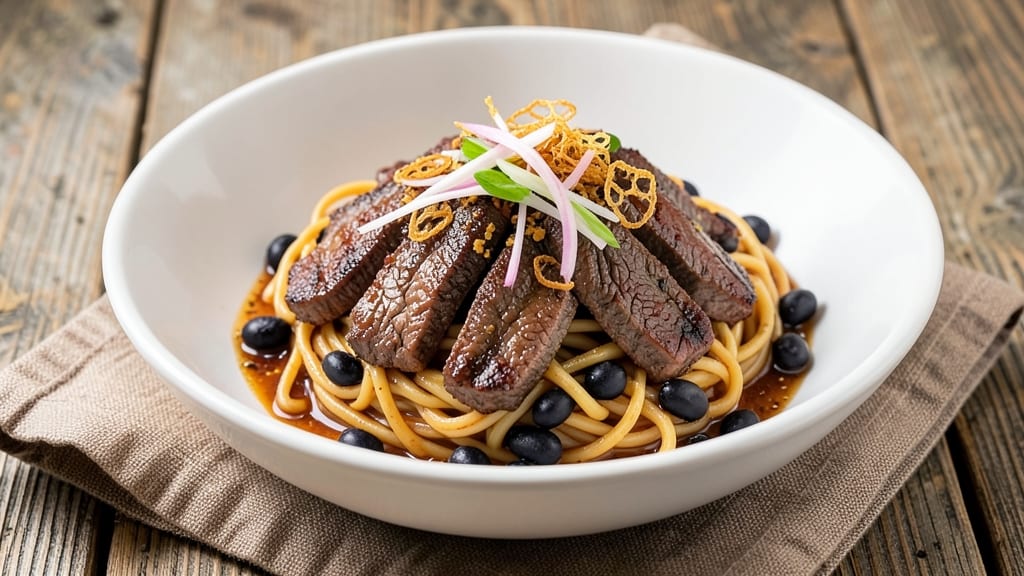 Beef and Black Bean Noodles Recipe: Spiced Wok Crunch With Silky Bean Sauce