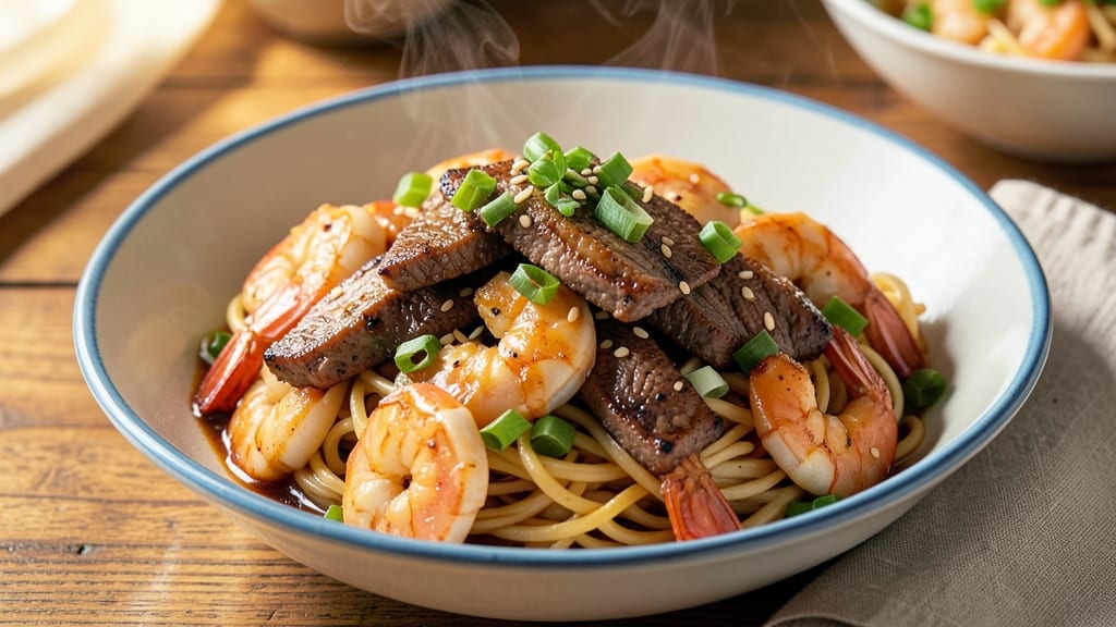 Beef and Shrimp Lo Mein Recipe: Crisp-Tender Stir-Fry With Chewy Noodles