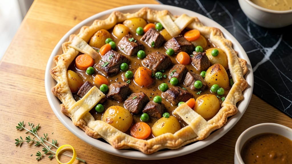 Beef and Veg Pie Recipe: Flaky Pastry Crust With Savory Meat and Veggie Filling