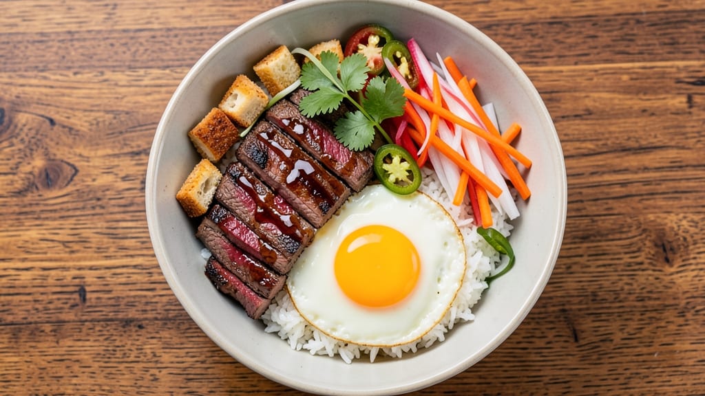 Beef Banh Mi Bowl Recipe: Crispy Pickled Veggies and Herbed Protein