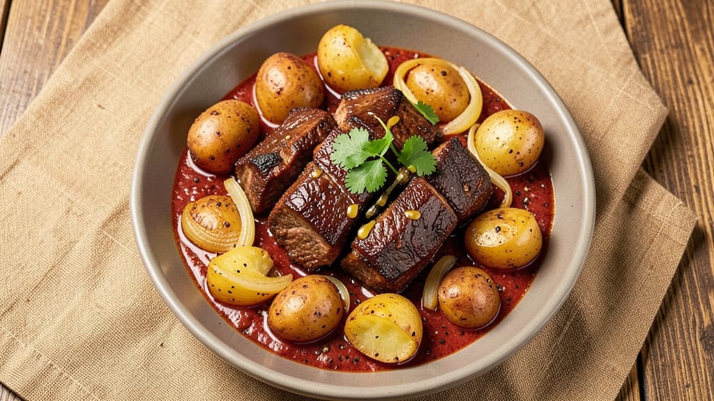 Beef And Potato Curry Recipe: Spiced Tomato Gravy With Tender Meat and Soft Spuds