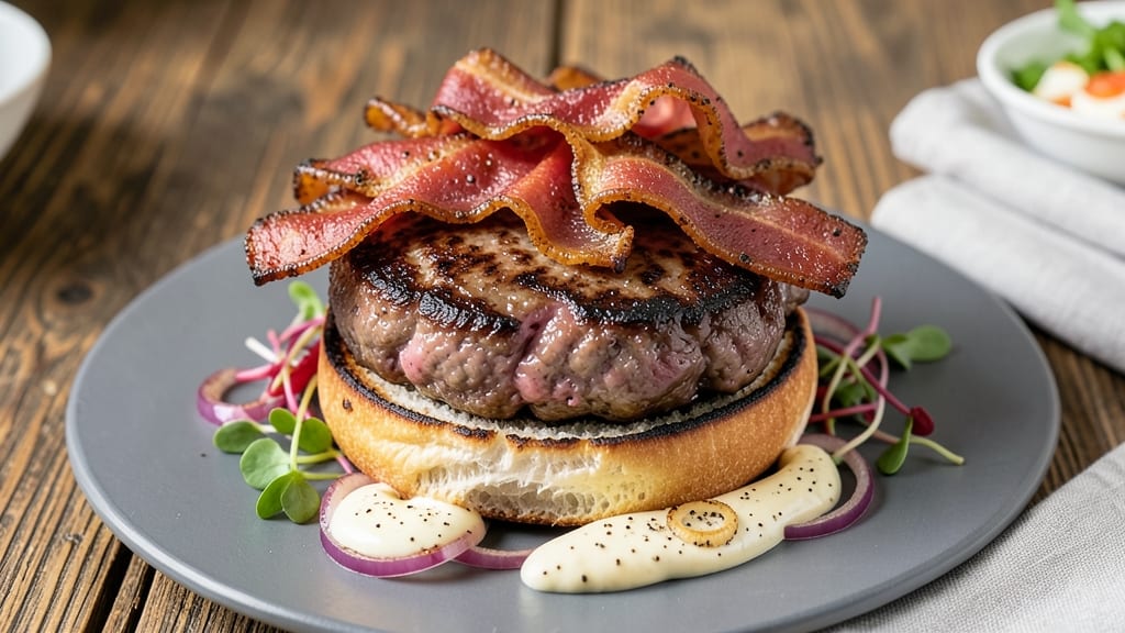 Bacon and Beef Burger Recipe: Smoky Crispy Edges with Caramelized Cheese Rivers