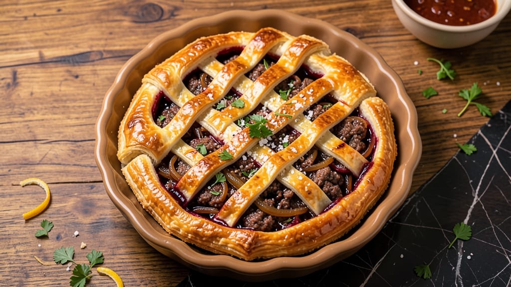 Beef and Pork Meat Pie Recipe: Flaky Pastry Crust With Savory Filling