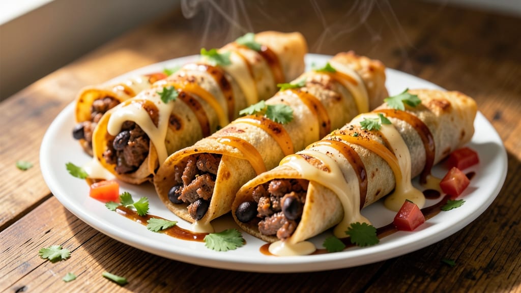 Beef and Bean Taquitos Recipe: Crispy Tortilla Stacks With Cheesy Pull-Apart Magic
