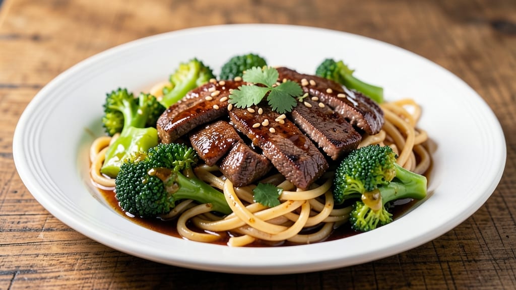 Beef and Broccoli Copycat Recipe: Velvety Soy-Ginger Sauce Over Egg Noodles