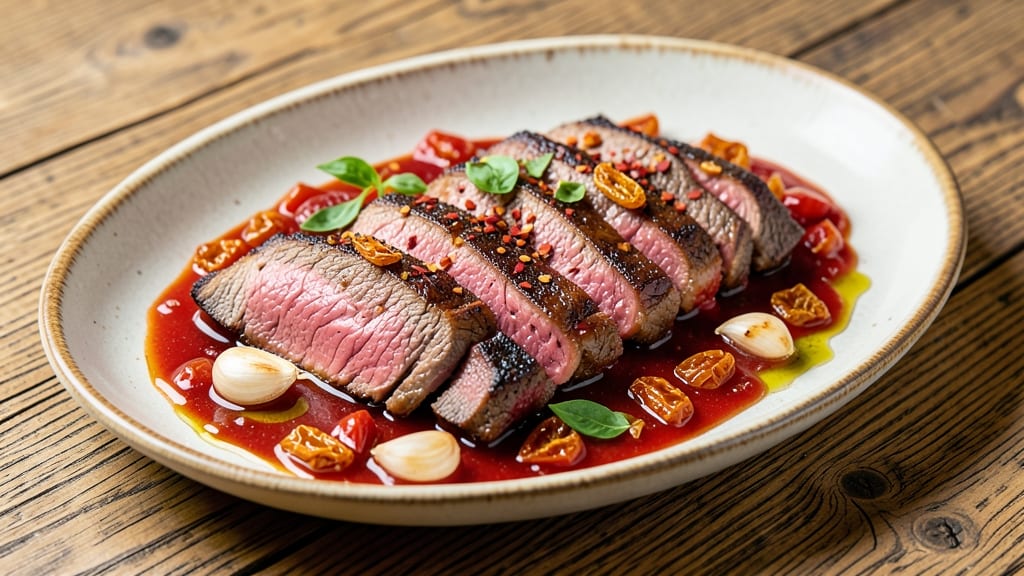 Beef Arrabiata Recipe: Spicy Tomato-Braised Steak with Garlic Crisp