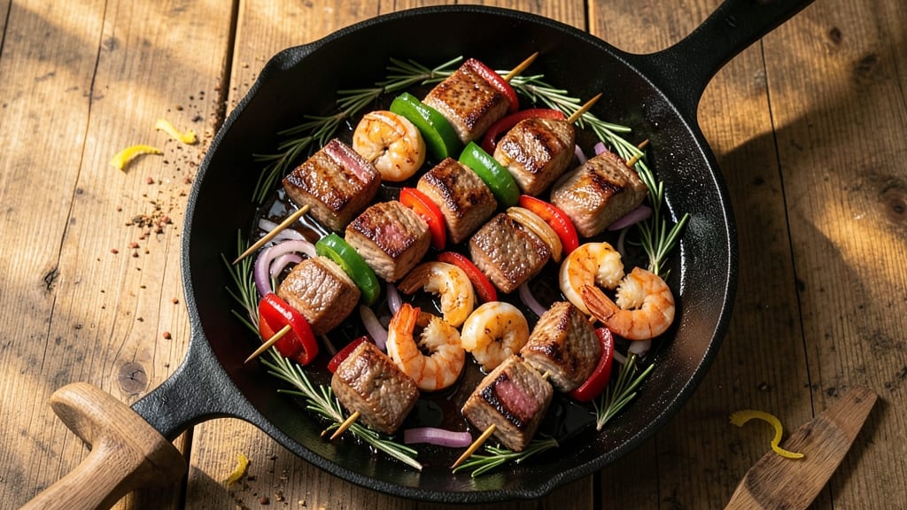 Beef and Shrimp Kabobs Recipe: Charred Sweetness and Juicy Bites on Skewers
