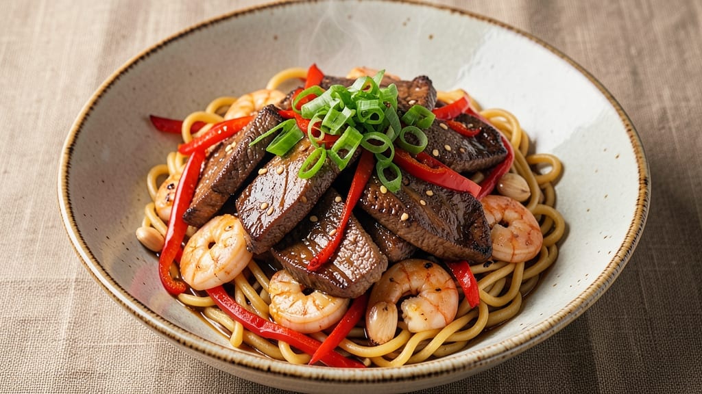 Beef and Shrimp Yakamein Recipe: Bold Soy-Wok Crisp and Silky Noodle Harmony