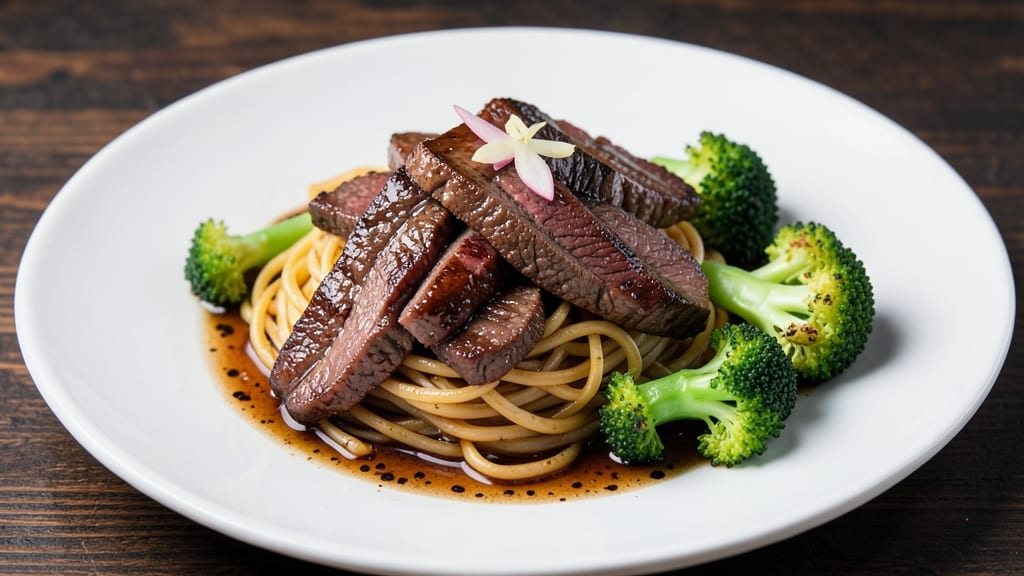 Beef and Broccoli Restaurant Recipe: Velvety Soy-Ginger Glaze With Crunchy Noodles