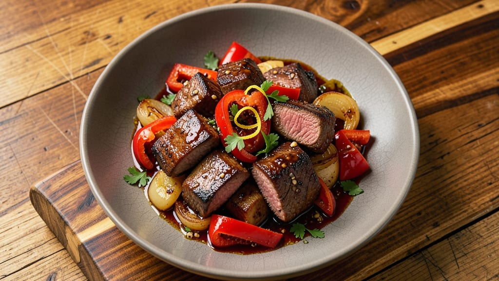 Beef and Red Pepper Recipe: Deep-Wine Braised Richness With Caramelized Peppers