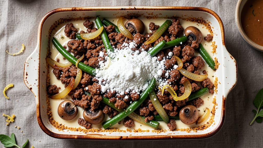 Beef and Green Bean Casserole Recipe: Crispy Top, Creamy Mushroom Magic