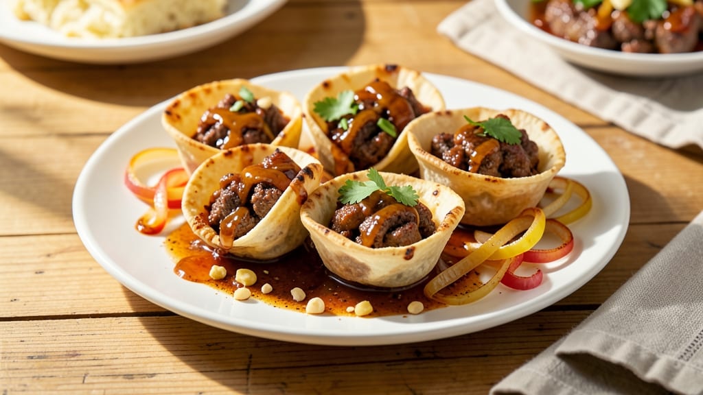 Barbecue Beef Cups Recipe: Smoky-Spiced Protein Bites With Crispy Tortilla Shells